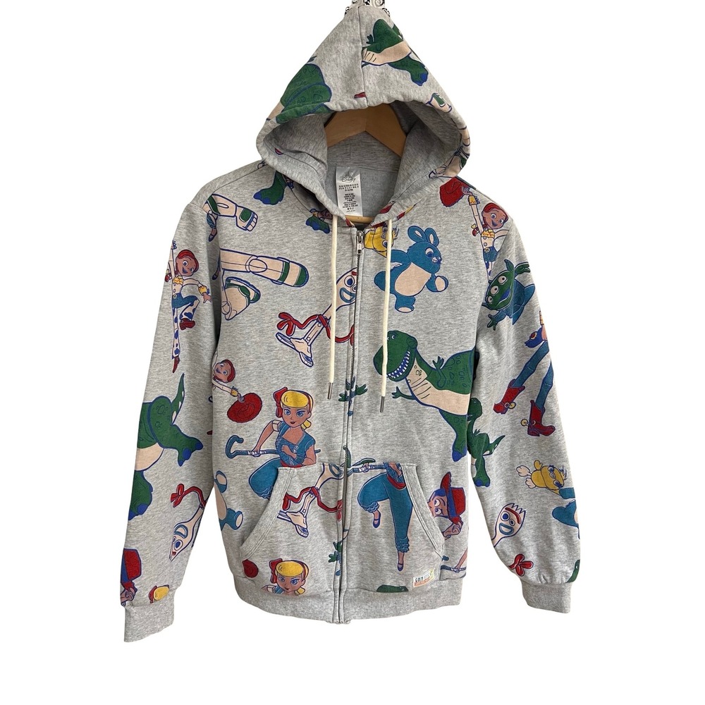 Disney Toy Story 4 Giddy Up Partner All Over Print Zip Hoodie Gray XS Forky Fun